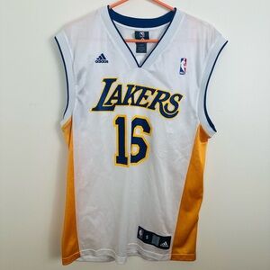 Adidas White and Blue Sports Jersey Lakers